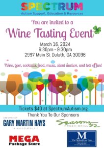 Spectrum Autism Support Group Wine Tasting Event 2024