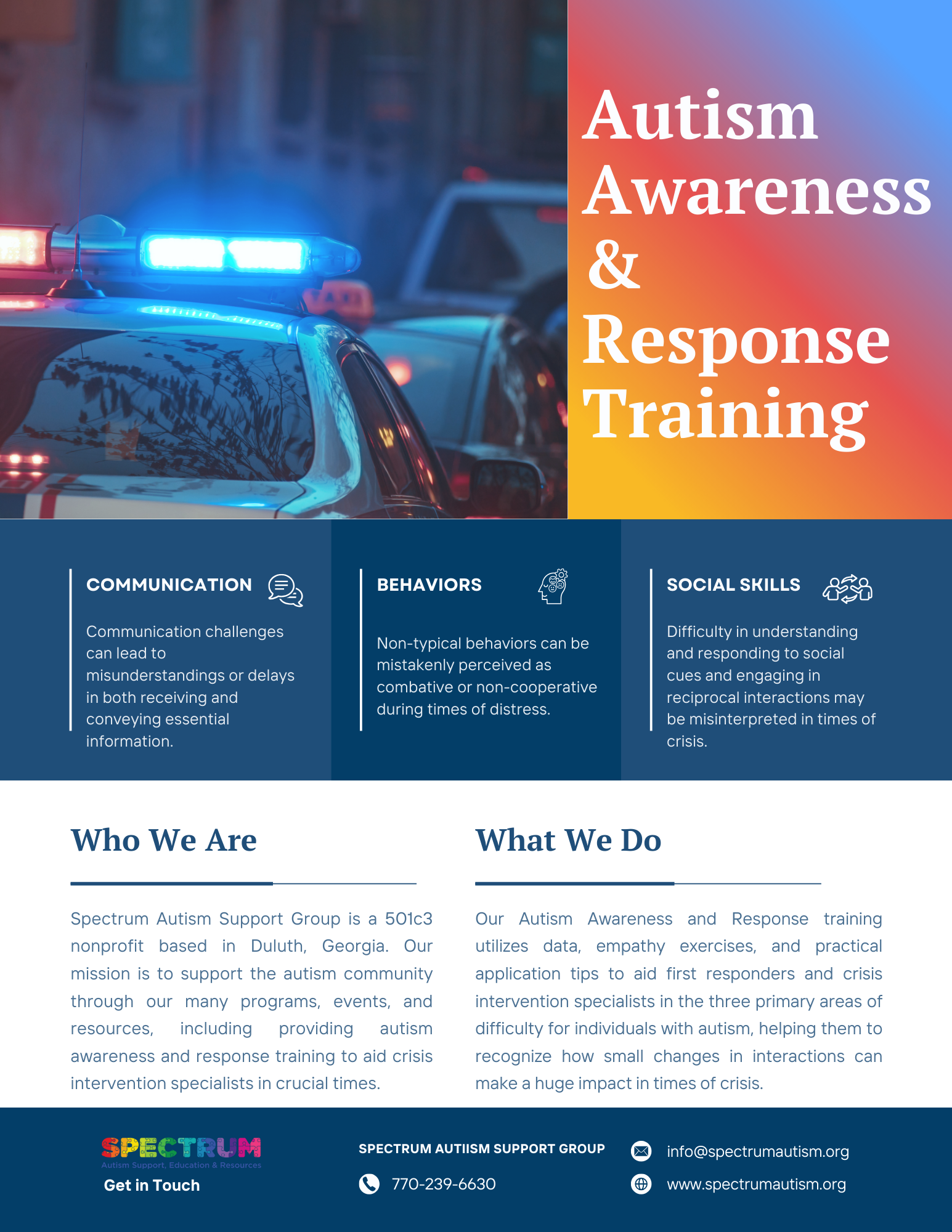 Autism Awarness & Response Training Flyer